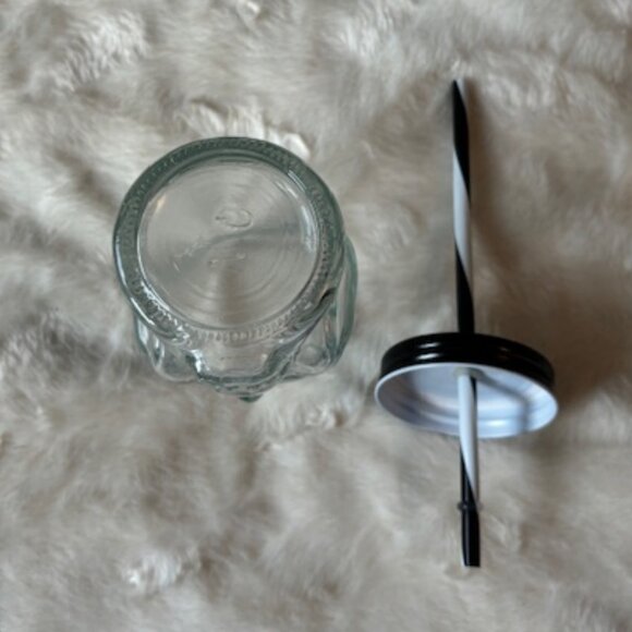 - Halloween Skull Mason Jar Drinking Glass with Straw & Lid NWOT - Picture 5 of 10